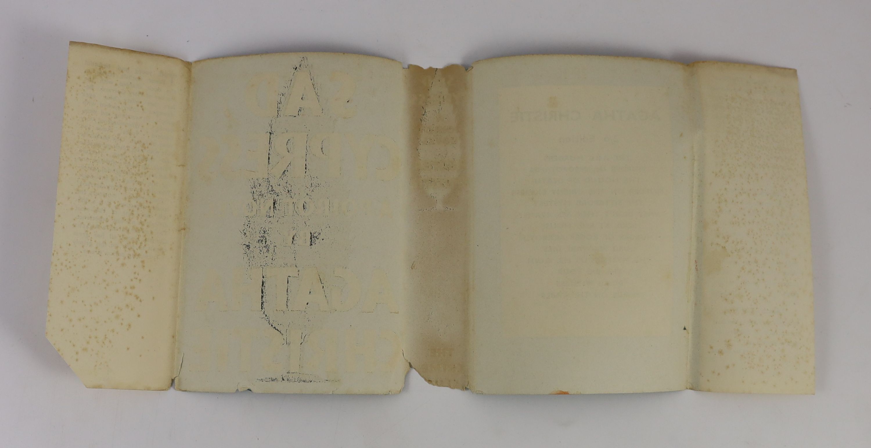 Christie, Agatha - 12 works - Partners in Crime, with torn d/j, with loss to spine and lower rear panel, nd, [1929], Death on the Nile, 2nd impression, in unclipped d/j, with loss to lower spine, 1938; Cards on the Table